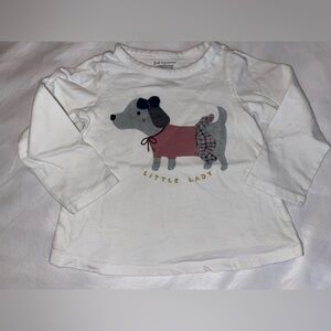 First Impressions White Long-Sleeve Tee with Dog Appliqué